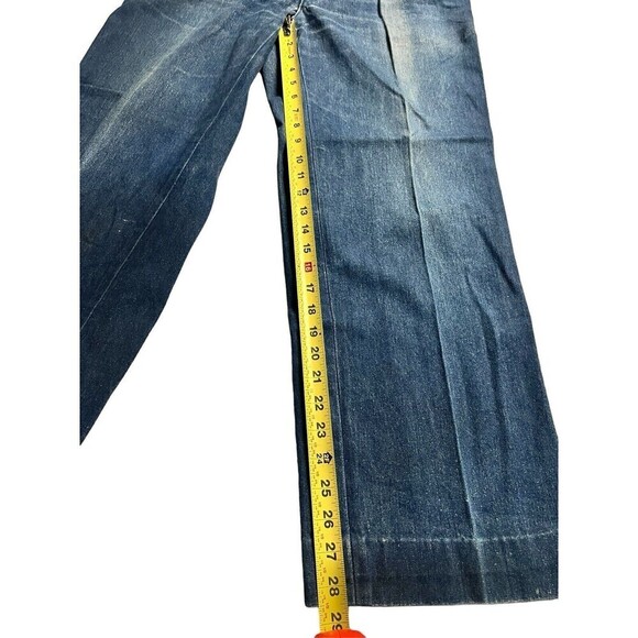 Vintage Rare Saint Laurent Sport 100% Cotton Wide Leg Jeans Size 33 Button Logos - Picture 3 of 16